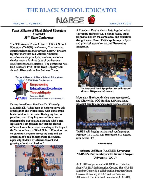 Newsletter National Alliance of Black School Educators (NABSE)