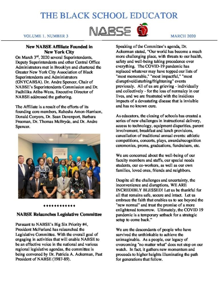 Newsletter National Alliance of Black School Educators (NABSE)
