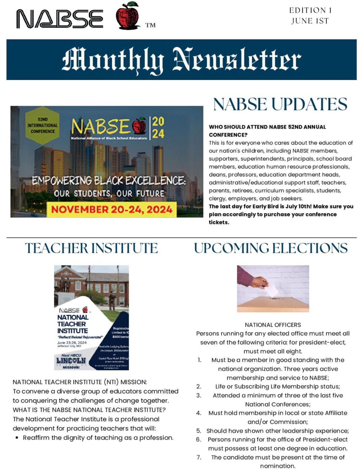 Newsletter National Alliance of Black School Educators (NABSE)