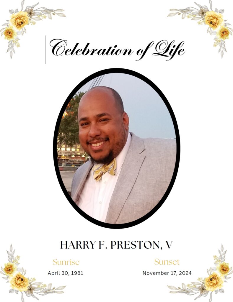 Celebration of Life Harry F Preston V